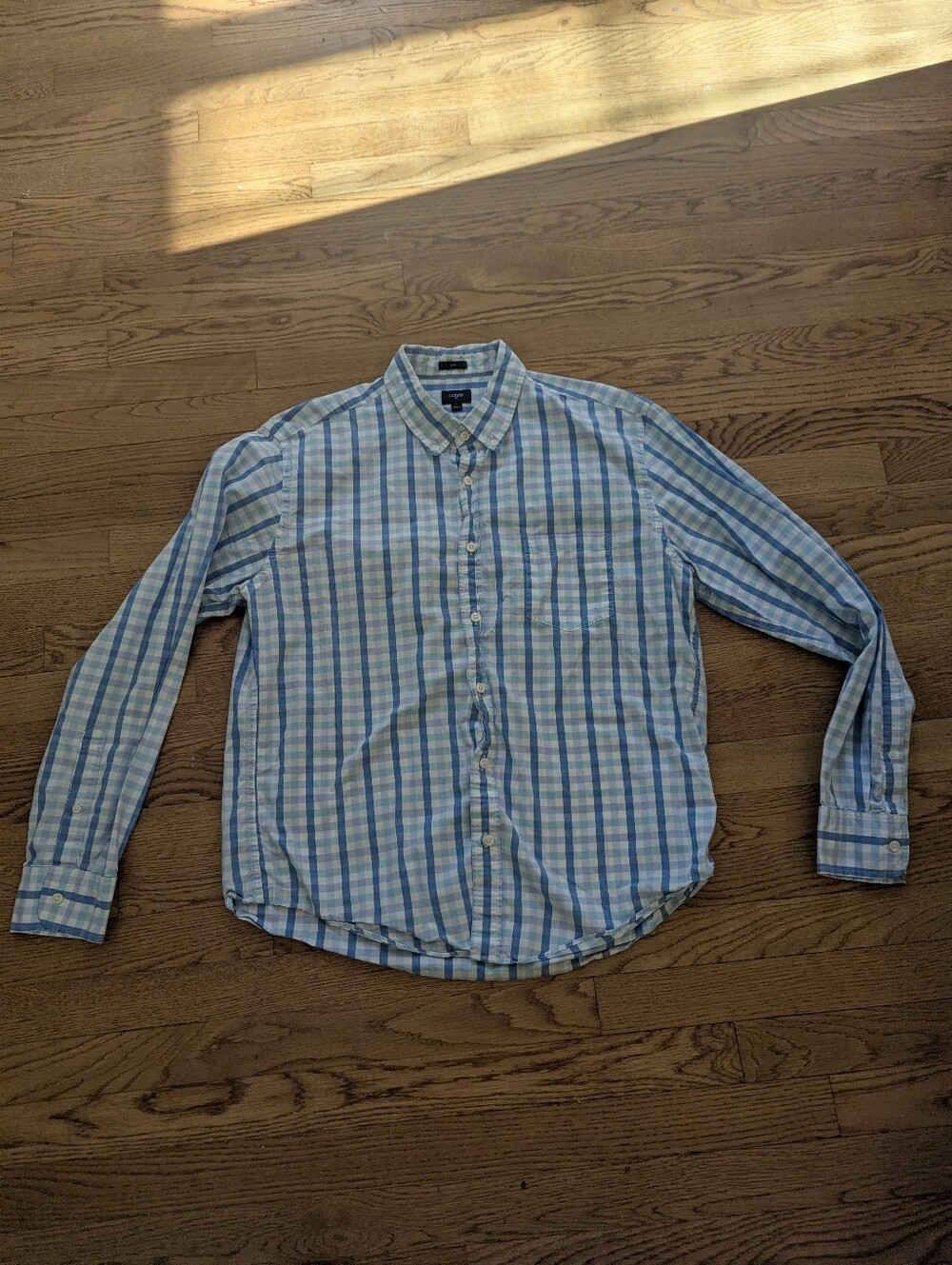 J.Crew Shirt Men’s XL Blue Plaid Check Light Weight Button Down Slim Fit